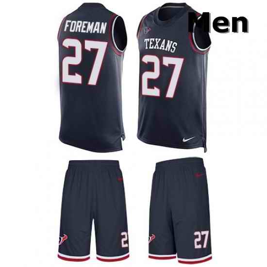 Men Nike Houston Texans 27 DOnta Foreman Limited Navy Blue Tank Top Suit NFL Jersey